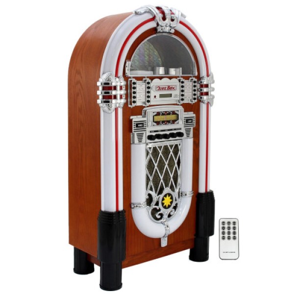 1950s Retro Jukebox, Stereo CD Player with FM Radio, AUX Input, USB Port, and Bluetooth Function